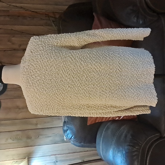 POL Chunky Knit Cream Open Front Popcorn Cardigan Size L - Picture 4 of 8